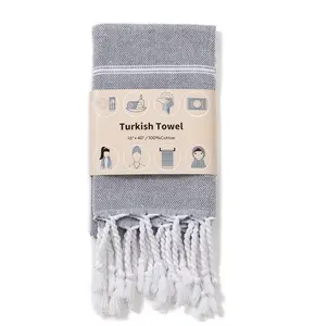 Hot Seller Wholesale Kitchen Striped Tea Dish Towels 100% Turkish Cotton with tassel