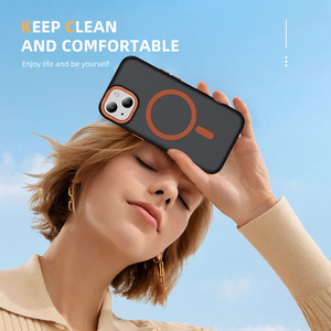 Custodia per telefono IP17 Pro Max serie <span class=keywords><strong>Cloud</strong></span> bicolore con anello magnetico effetto pelle e pulsante hardware per fotocamera, compatibile con IP15 PLUS - Product Image 2