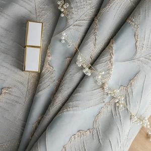 Bindi Luxe Jacquard Gaufré Bleu et Rideaux Occultants pour <span class=keywords><strong>Salon</strong></span> Chambre Fenêtres Feuille d'Or Oeillet Tissé Technique - Product Image 5