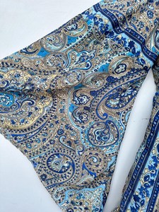 Boho Paisley Smocked Woven Silk Blend Natural Waist Peasant Blouse for Women Regular Fit Casual Bohemian <b>Top</b> Celebration Dress - Product Image 5