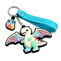 Pinshuo, fabricant depuis 15 ans, porte-clés personnalisé en forme de beignet, rose mignon, écologique, impression UV, caoutchouc souple, forme d'animal de dessin animé 3D
