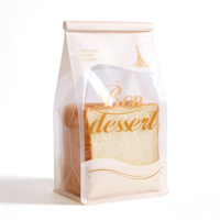 Sachet transparent refermable à fond plat pour pâtisseries, biscuits, chocolats – Emballage personnalisé pour desserts de boulangerie