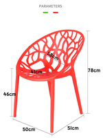Chaise empilable en plastique PP, design moderne et coloré, dossier ovale évidé, avec accoudoirs, pour salle à manger, café, restaurant, vente en gros