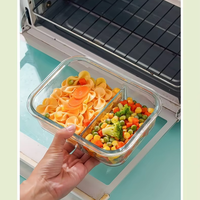 Boîte à lunch en verre hermétique, anti-fuite, sans BPA, de qualité alimentaire, pour la préparation des repas au bureau, à l'école, en pique-nique, pour le stockage des aliments