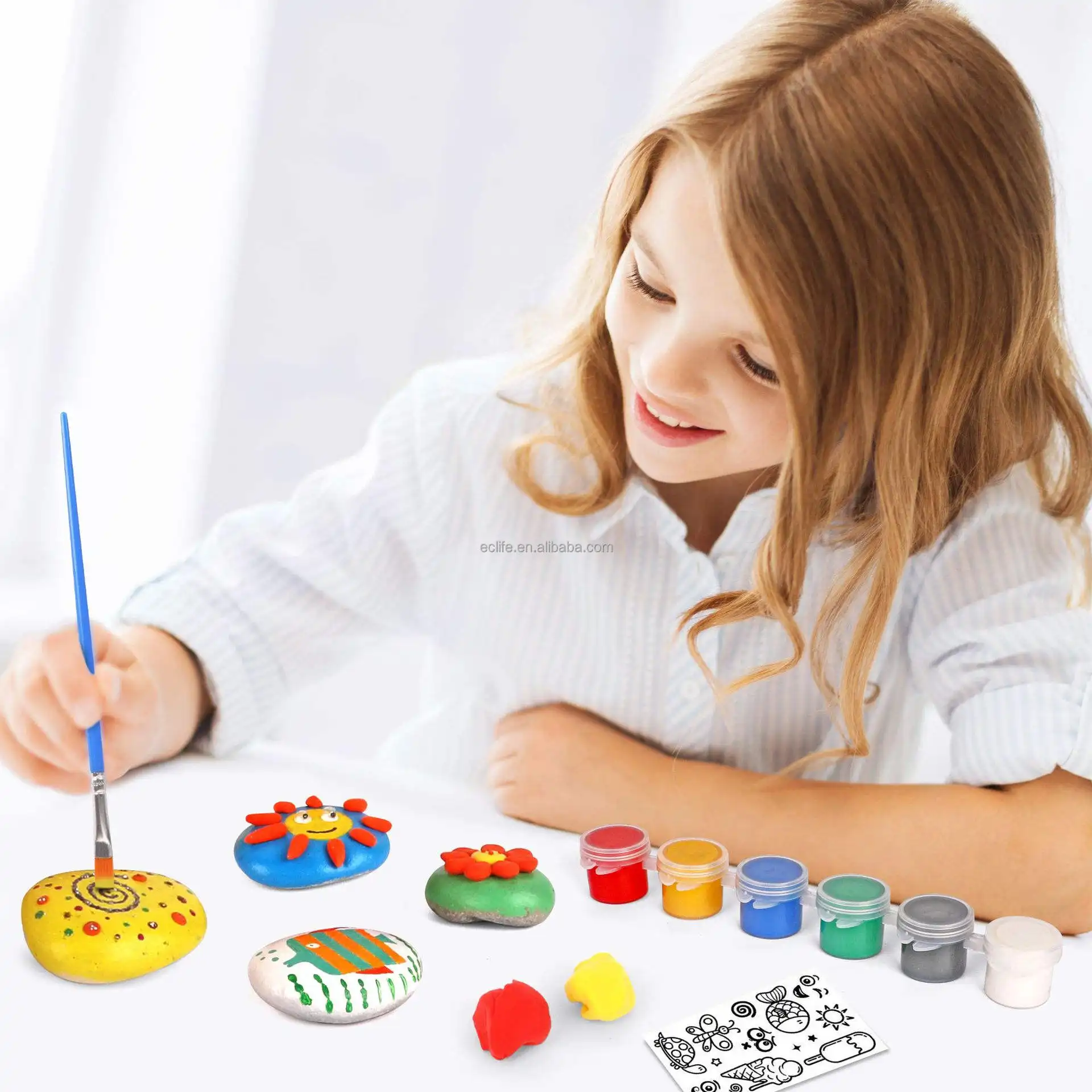 Vente en gros Amazon best-seller Kit de peinture rupestre 3D pour enfants DIY Stones Art Set Children Educational art and craft kit Toys