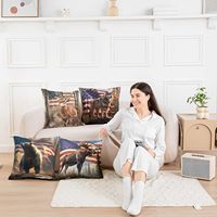 Housse de coussin camouflage 4 pièces, motif animaux sauvages et drapeau américain de chasse, idéale pour chambre de garçon et canapé