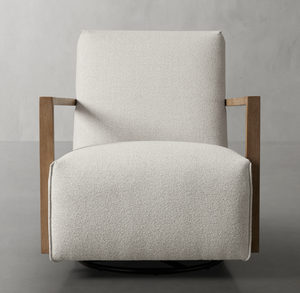Fauteuil pivotant moderne avec accoudoirs en tissu, cadre en bois doux pour l'extérieur, l'hôtel, le salon, la chambre à coucher, les événements - Durable et élégant - Product Image 5