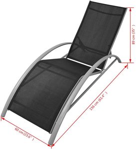<span class=keywords><strong>Silla</strong></span> Reclinable Plegable Moderna de Aluminio Negro <span class=keywords><strong>con</strong></span> <span class=keywords><strong>Respaldo</strong></span> Ajustable y Cojín de Teslin para Playa, Jardín y Césped - Product Image 5