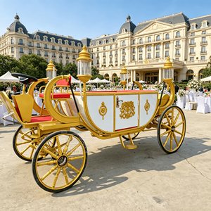 Carrosse de princesse Cendrillon à chevaux, carrosse royal rose pour mariage, carrosse électrique de luxe - Product Image 2