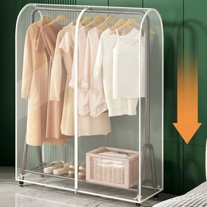 Translucide PEVA Manteau Costume Sac De Rangement avec Fermetures À Glissière Sol Cintre Cache-Poussière <span class=keywords><strong>pour</strong></span> Chambre Étendoir Dortoir Fournitures - Product Image 2