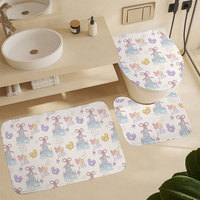 Ensembles de salle de bain personnalisés à faible MOQ, rideau de douche imperméable en polyester, tapis de bain pour enfants et tout-petits, décoration de salle de bain mignonne et amusante