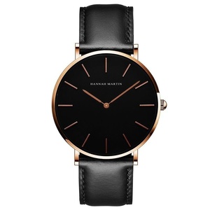 Reloj de Pulsera de Cuarzo Delgado Unisex al por Mayor para Hombre, Color Oro Rosa, Correa de Cuero Marrón Genuino, Sin Segundero, Resistente al Agua 30M - Product Image 3