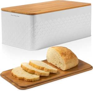 Casa cucina in metallo contenitore per il pane con coperchio in bambù utilizzabile come tagliere Breadbox supporto <span class=keywords><strong>latta</strong></span> per cucina - Product Image 2