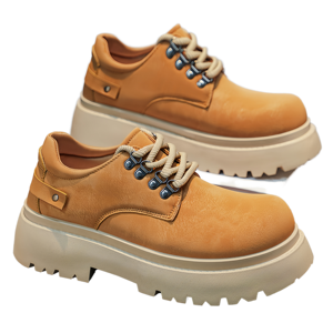 Zapatos de Vestir Formales Británicos para Hombre, Estilo Retro, Casuales, de Cuero, con Suela Gruesa, Punta Redonda, Impermeables, que Aumentan la Estatura - Product Image 1