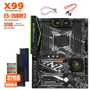 Huananzhi X99 F 8X99 Moederbord Met Intel Xeon E5 2680 V3 Met 2*16Gb = 32Gb Ddr4 2133Mhz Reg Ecc Memory Combo Kit Set Nvme