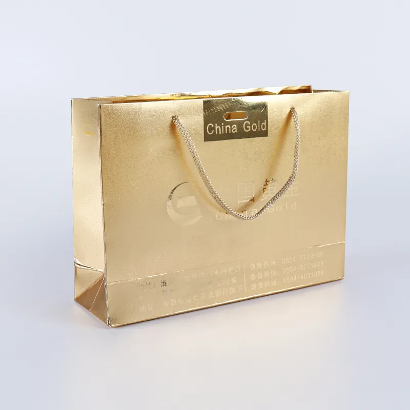 Custom Printed Your Own Logo Packaging White Brown Blue Kraft Gift Craft Shopping Paper Bags With Ribbon Handles
