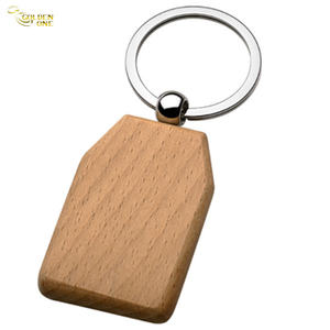 Llavero de madera de haya grabado con logotipo personalizado Soporte de llavero de madera liso para mosquetones y llaveros promocionales - Product Image 3