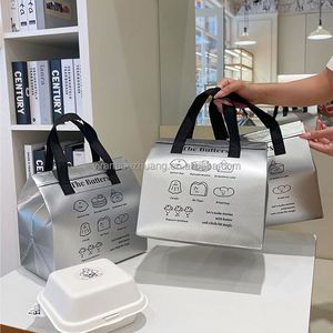 กระเป๋าเก็บความร้อนแบบหุ้มฉนวนอะลูมิเนียมฟอยล์สำหรับส่งอาหาร พิมพ์ลายได้ตามต้องการ ใช้สำหรับใส่กล่องอาหารกลางวัน หรือใส่ของช้อปปิ้ง - Product Image 2