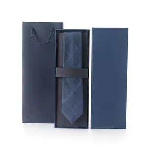 Caja de impresión personalizada sublimada Negro Azul caja de embalaje de papel de regalo larga para corbata de hombre