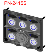 Panneau de commande à boutons poussoirs 6/4 voies en acier inoxydable avec indicateurs LED bleus pour bateau, caravane, yacht