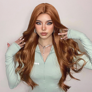 Peluca ondulada larga Ombre rubia naranja, pelo sintético de fibra de alta temperatura, pelo falso Natural resistente al calor, Cosplay de fiesta para mujer - Product Image 2