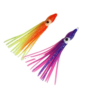 Lot de 5 leurres de pêche au calamar bioniques miniatures lumineux en caoutchouc multi-tentacules, 20 couleurs, pour la pêche en mer, vente en gros - Product Image 1