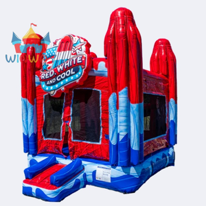 Maison de rebond gonflable patriotique rouge, blanche et froide pour la fête des enfants, équipement de jeu d'arrière-cour/événement de qualité commerciale - Product Image 5