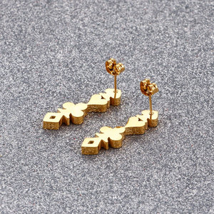 Wholesale 316L Stainless Steel 14k 18k Pvd Gold Plated Zircon High Quality Jewelry Fashion Stud <b>Playing</b> <b>Card</b> Earrings for Women - Product Image 3