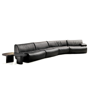 Derniers canapés modulaires modernes en cuir de couleur noire aniline pleine fleur pour salon ensemble Ernest - Product Image 1