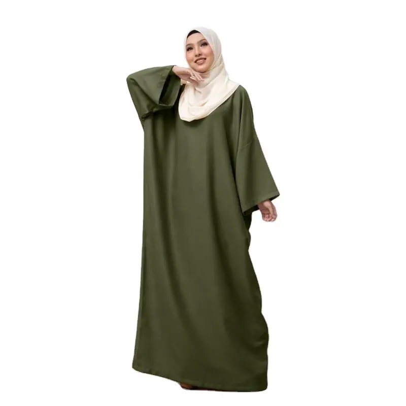 Gaun Panjang Wanita Muslim Antik Gaun Abaya Wanita Maxi Turki Dubai Timur Tengah Ukuran Besar Warna Solid