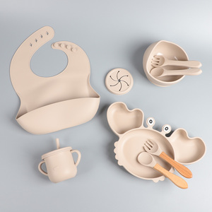 Service OEM ODM Eversoul, ensemble de vaisselle pour bébé en silicone de 9 pièces en forme de crabe, compatible micro-ondes, assiette pour bébé, ensemble d'alimentation pour bébé pour enfants - Product Image 1