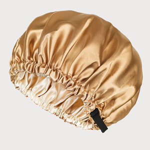 <span class=keywords><strong>Bonnet</strong></span> de sommeil en satin double couche personnalisé pour femmes, <span class=keywords><strong>bonnet</strong></span> de douche imperméable et réglable avec fermeture à bouton-pression - Product Image 4