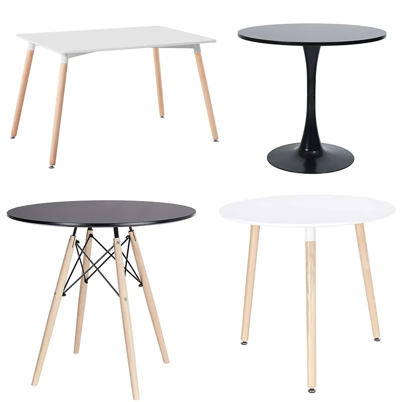 Vente en gros, table de café de luxe moderne, pour restaurant, blanc, noir, rond, rectangulaire, en bois MDF