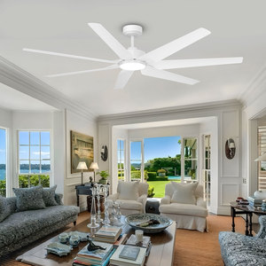 Hiện đại Quạt trần không thấm nước 7 ABS Blades ngoài trời thông minh Alexa app điều khiển từ xa 65 "yên tĩnh DC động cơ Màu đen/trắng LED Quạt trần - Product Image 6