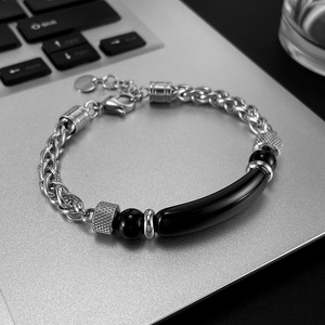 Jewelry factory cross-border fashion retro stainless steel chain splicing tiger eye stone titanium steel men's <b>bracelet</b> - Product Image 4