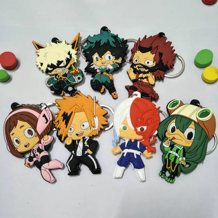 7 Desain Gantungan Kunci PVC Lembut Dua Sisi untuk Penggemar Anime My Hero Academy Sebagai Hadiah