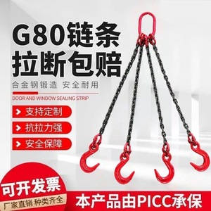 Eslinga de Cadena de Acero Aleado G80 con Gancho Triangular, Nivelador de Carga, Longitud Fija, Grado 80, Equipo de Elevación - Product Image 1
