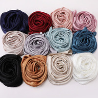 Foulard Châle Musulman Femme En Gros Léger Pailleté Satin Soie Fleur Crêpe Froissé Respirant Longue Mode Hijab