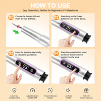Stylo perceuse à ongles professionnel rechargeable, lime à ongles électrique portable sans fil, machine de manucure avec design en aluminium à faible bruit