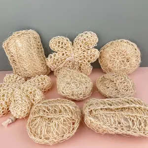 Natural Sisal Bath Ball Hemp Bath Shower Sponge Loofahs Mesh Pouf Soft Body Scrubber Ball Sisal and Ramie Fiber Bath Kits