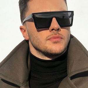 Gafas de Sol Cuadradas Extra Grandes con Logotipo Personalizado, Estilo Vintage, Montura Grande, Parte Superior Plana, Espejo, para Hombre y Mujer - Product Image 1