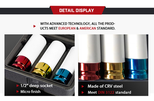 ชุดน็อต CRV เหล็ก1/2 DR สีดำ3ชิ้นซ็อกเก็ตแบบลึกพร้อมแหล่งจ่ายไฟด้วยมือสแตนเลสรับประกัน1ปี - Product Image 4