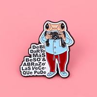 En gros : Broches en métal à l'effigie de dessins animés, Broches mignonnes motif grenouille avec citation, Badges créatifs à lettres anglaises, Épingles en émail souvenirs, Broches pour vêtements