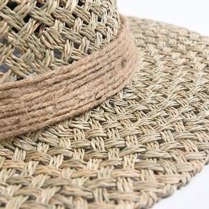 Summer Outdoor Travel Sun Protection Beach <b>Hat</b> <b>for</b> Women Handmade Woven Sea Grass Straw Sombrero Casual Vacation <b>Hat</b> - Product Image 4