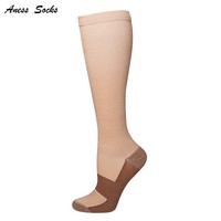 Chaussettes de compression en nylon ODM personnalisées pour le sport en plein air, fitness, mi-mollet, pour femmes et hommes, favorisant la circulation