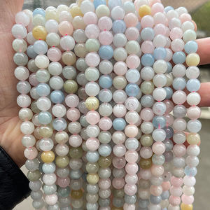 อัญมณี JD ลูกปัดหินมอร์กาไนต์ธรรมชาติทรงกลมหลวมพลัง5A สีสันสดใสสำหรับทำเครื่องประดับด้วยหินจริง - Product Image 5