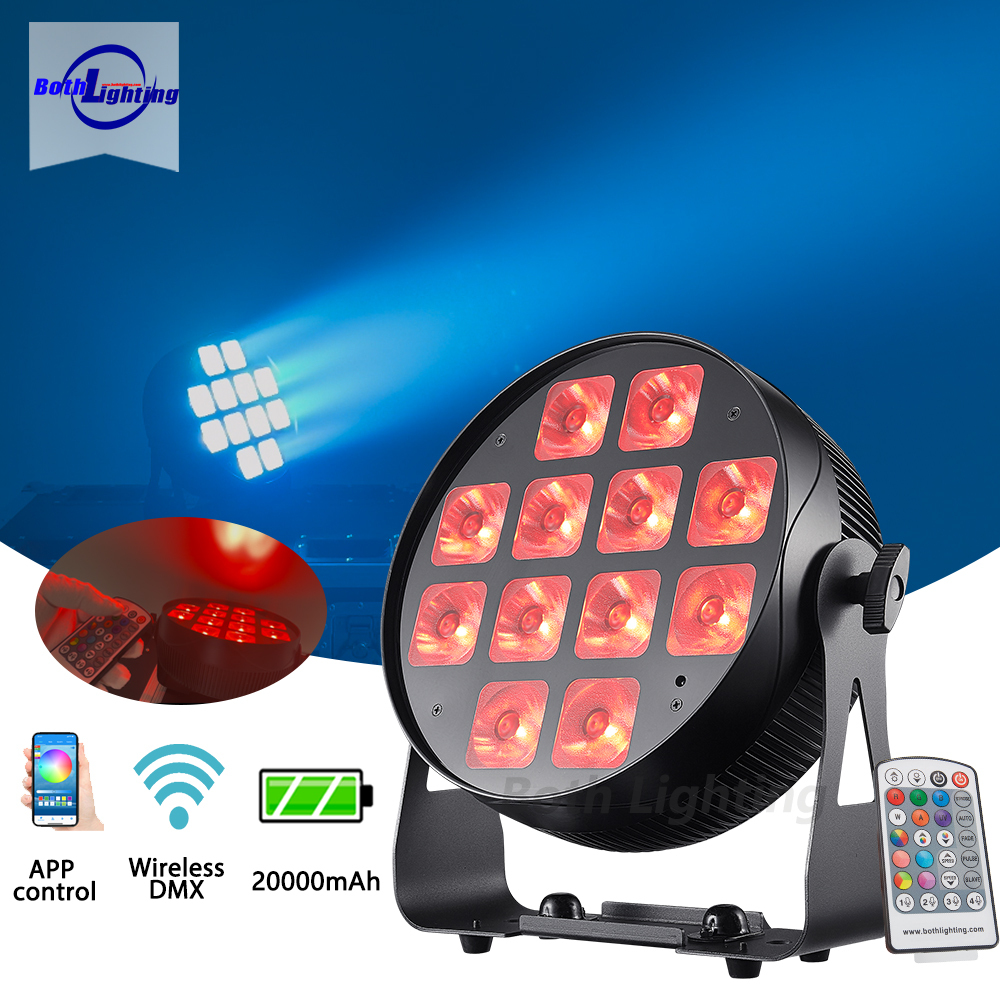 Both Lighting 12*18W LED Par Light RGBWA UV Battery Powered Stage Lights for Wedding Party Event Uplight
