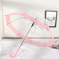 Parapluie droit transparent en plastique résistant au vent et transparent, adorable design en forme de champignon, jours de pluie, impression de logo personnalisée