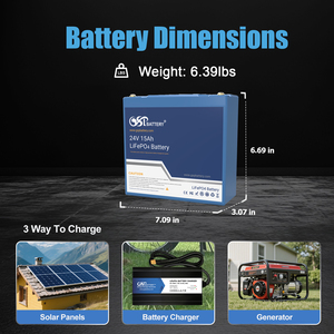 Batería GSP de 24V 15Ah LiFePO4 Recargable de Ciclo Profundo para Power Wheels, UPS y Almacenamiento de Energía Solar - Product Image 4
