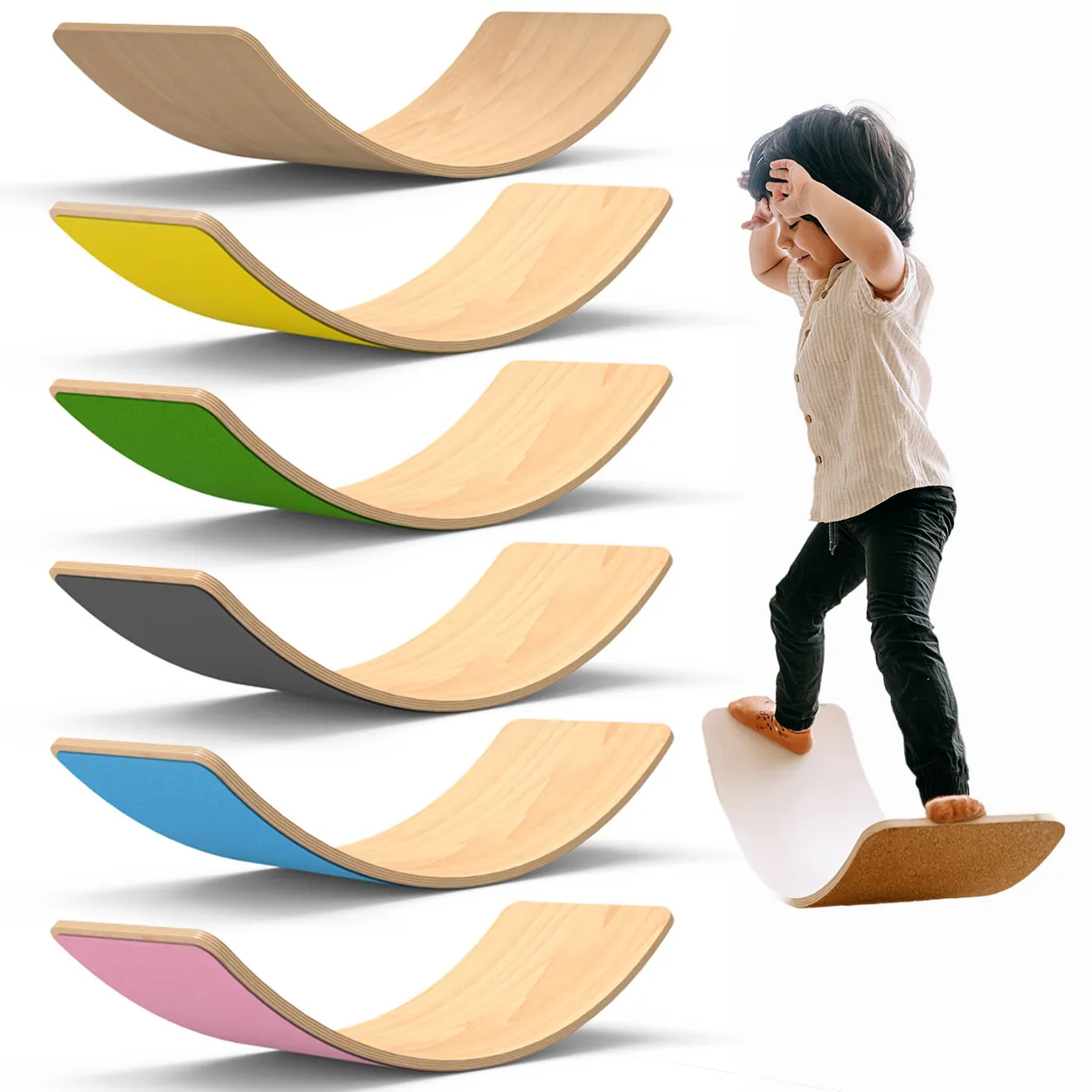 Montessori Teaching Aids Educational Playing Yoga Toys Kids Wooden Balance Board